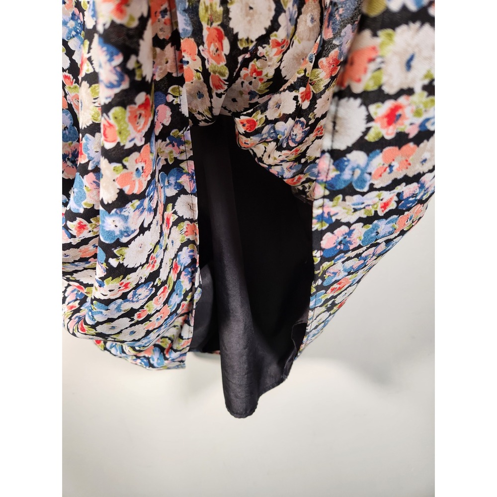 J.CREW MERCANTILE Floral Cold Shoulder Dress Women 12 Black Multi Ruffle Boho - Picture 10 of 12